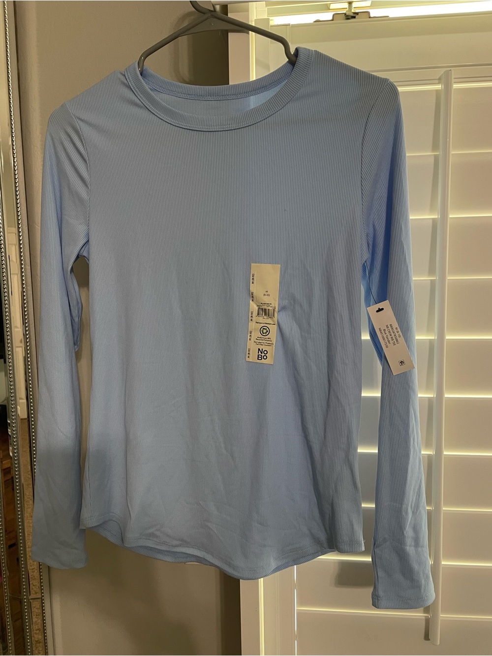 No Boundaries Light Blue Ribbed Long Sleeve Top